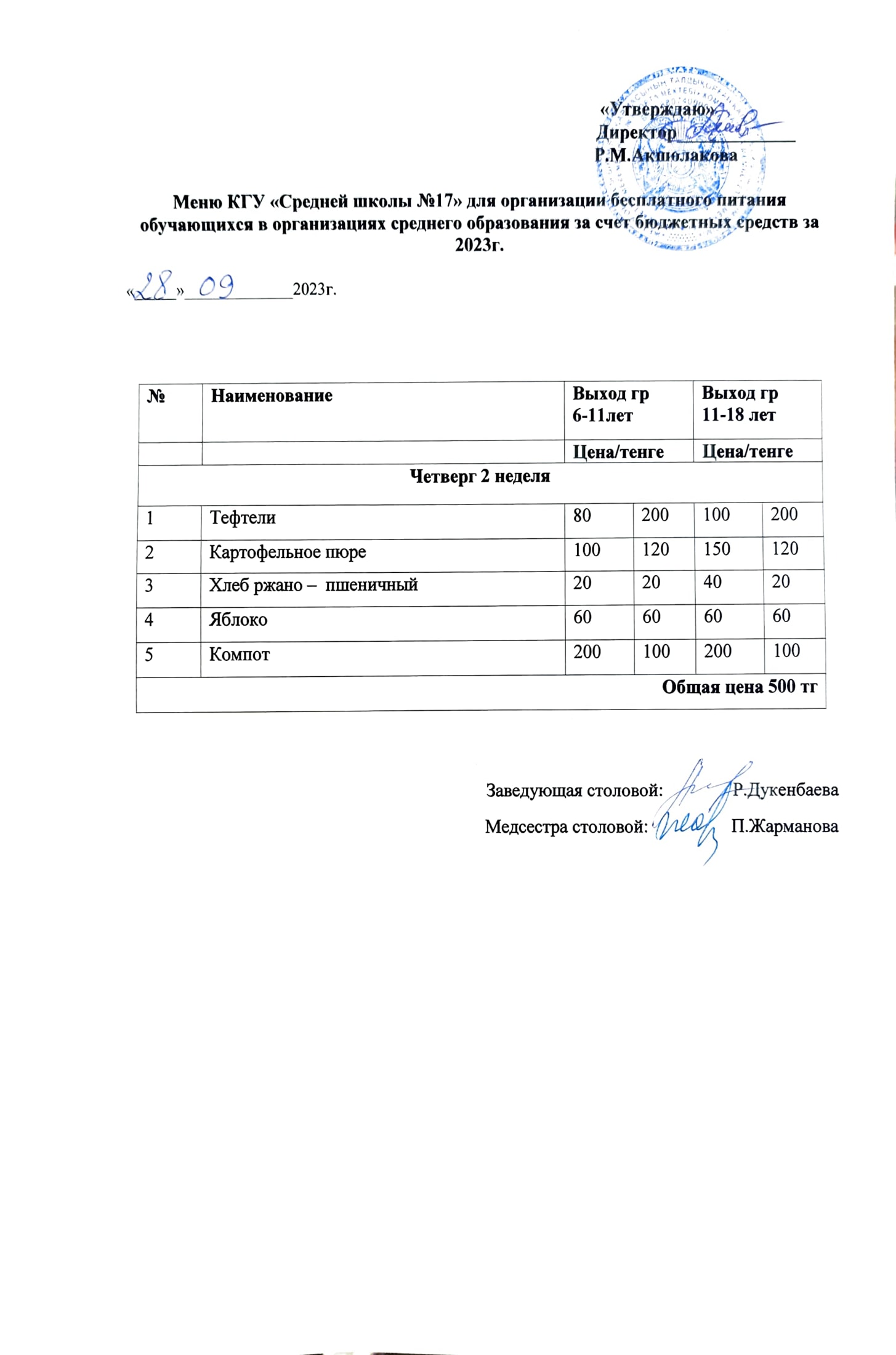 Ыстық тамақтың ұйымдастырылуы